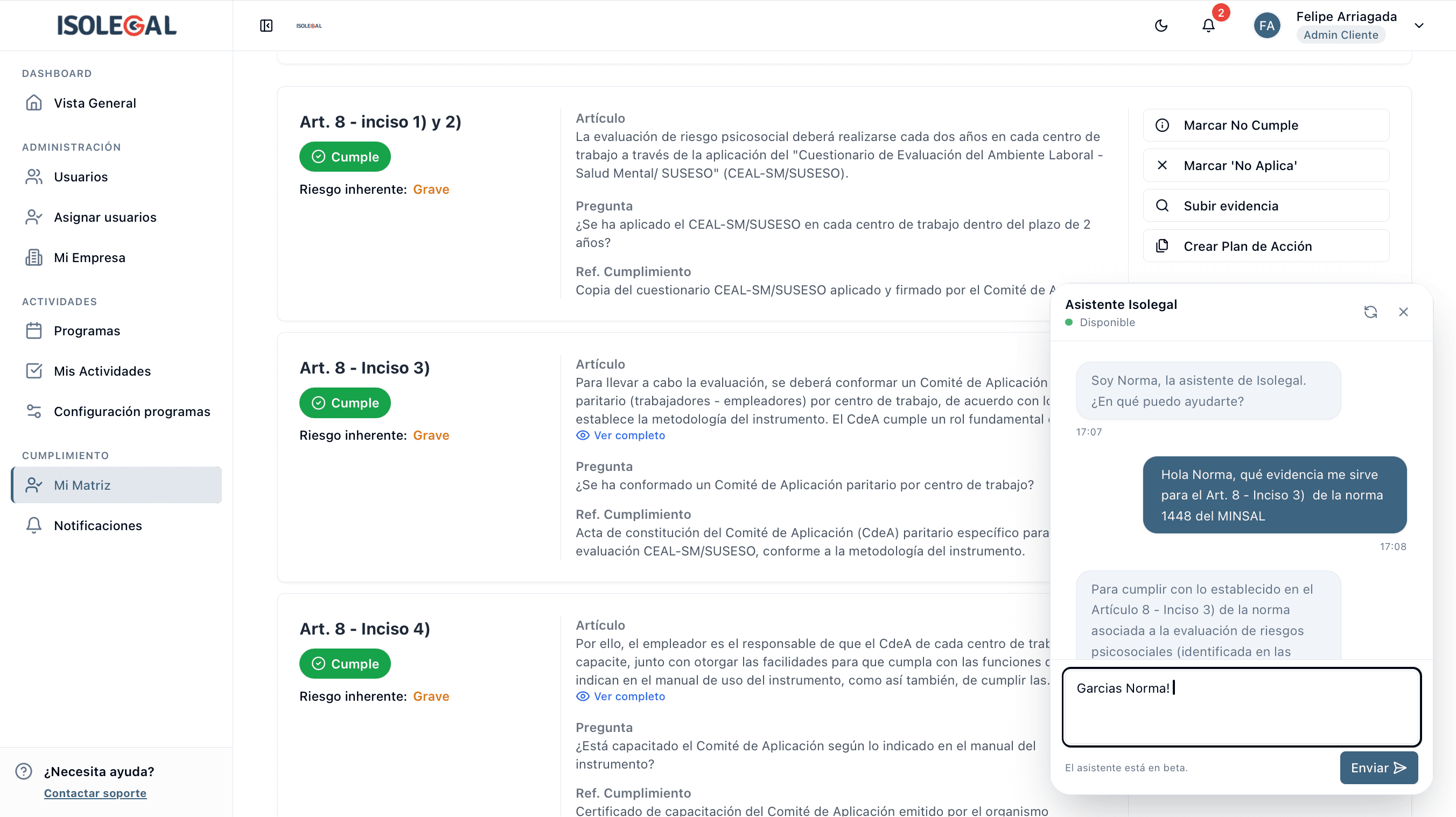 Asistente normativo con IA en Isolegal