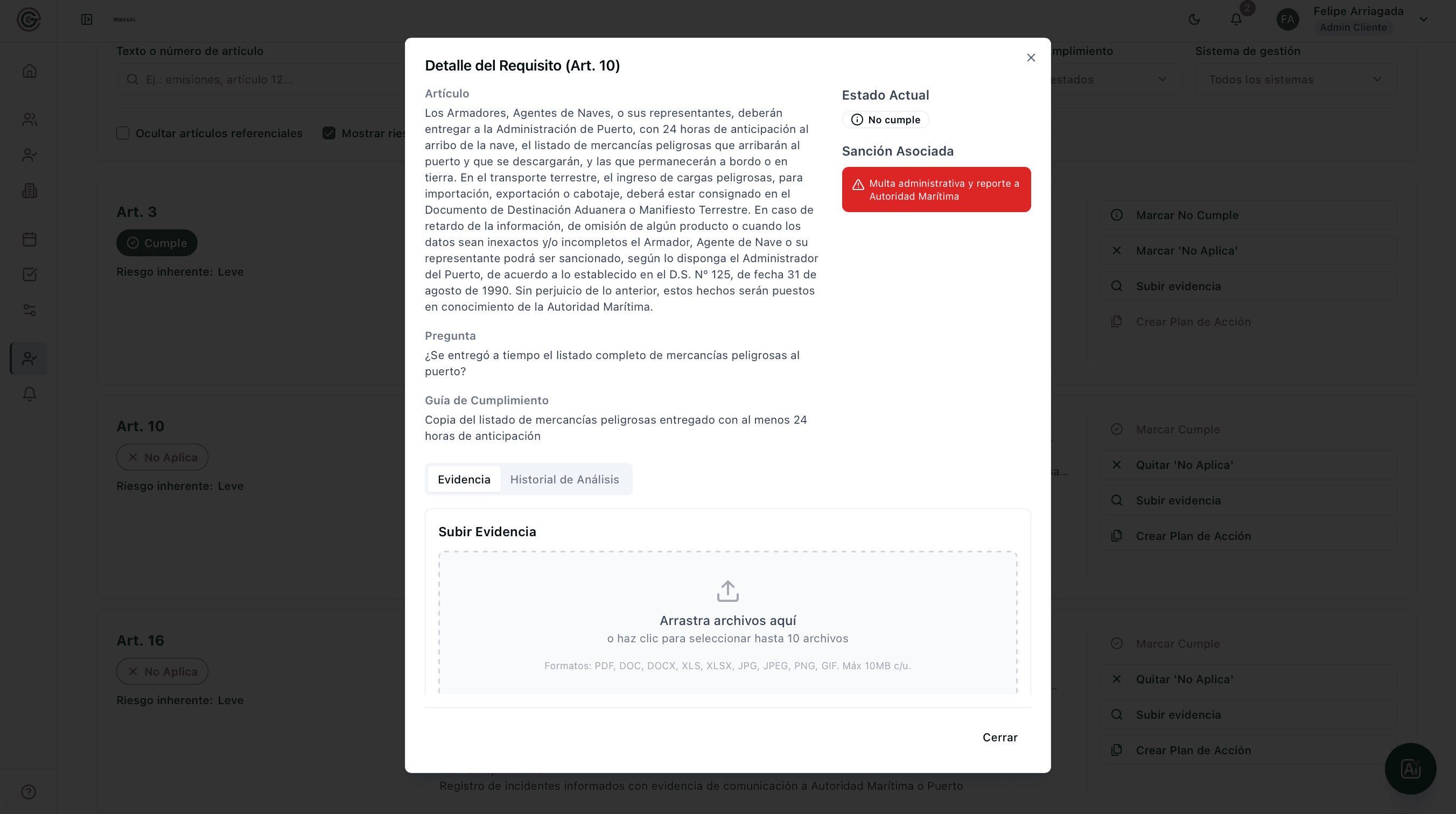 Evidencia y cumplimiento en Isolegal