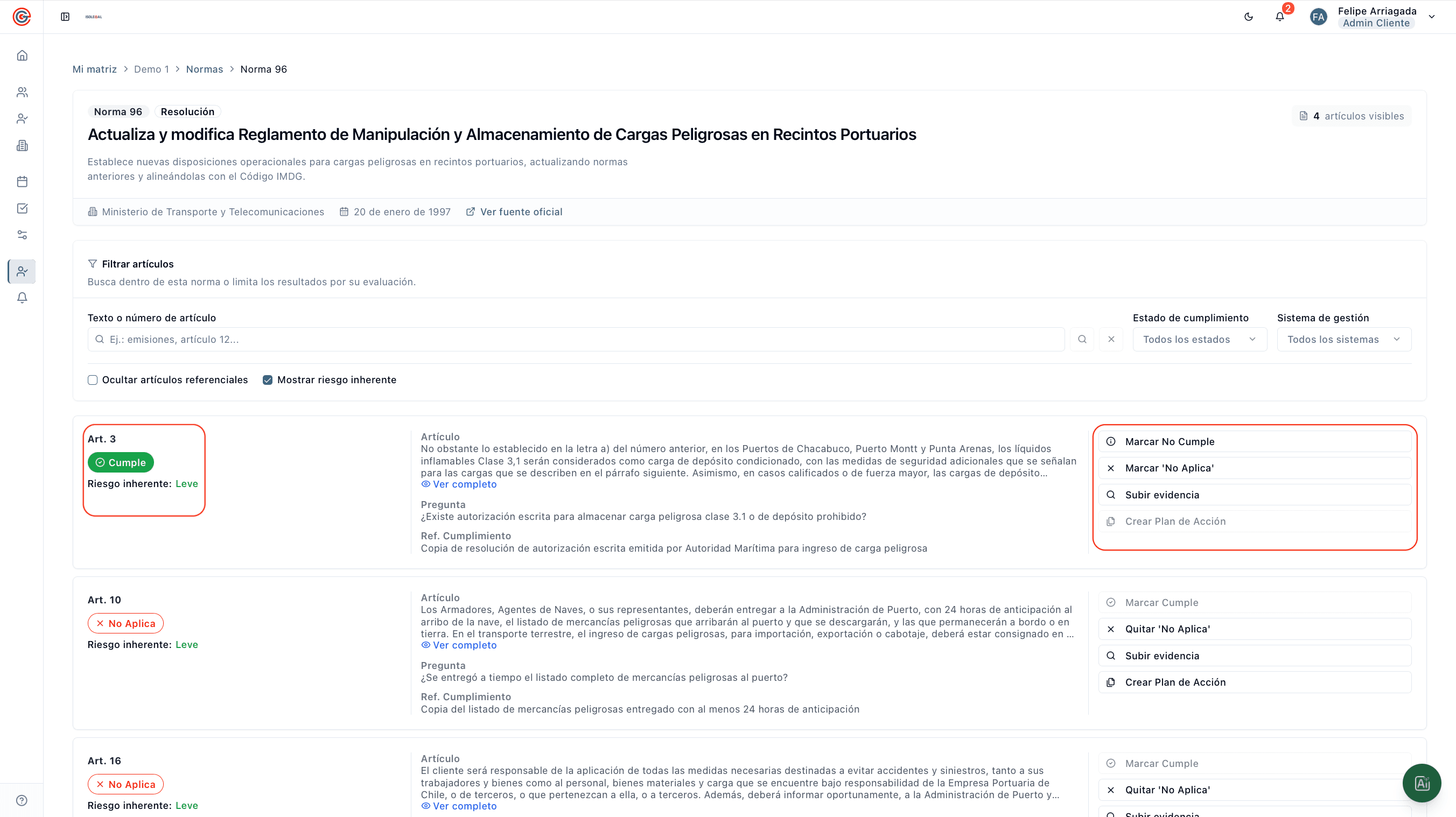 Gestión de normas en Isolegal